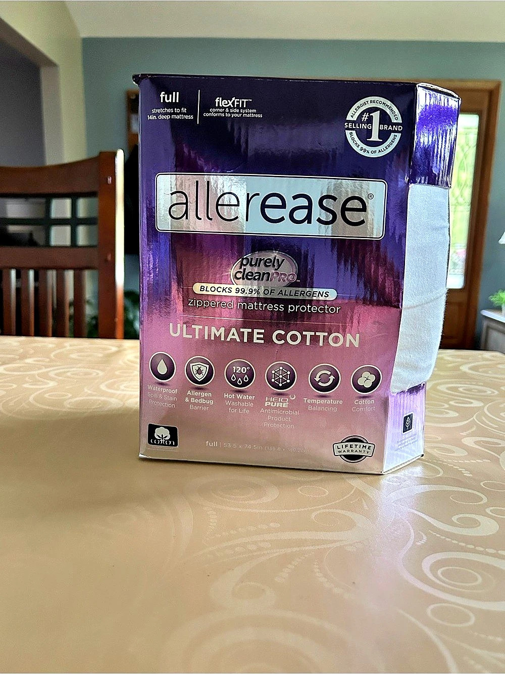 New - AllerEase Ultimate Cotton Zippered Mattress Protector Full